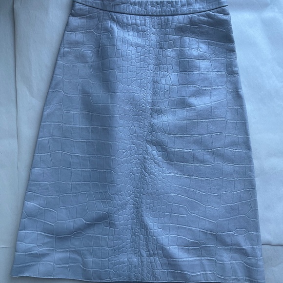 RED VALENTINO Embossed Leather Reptile A-line Skirt In Grey - Picture 5 of 13